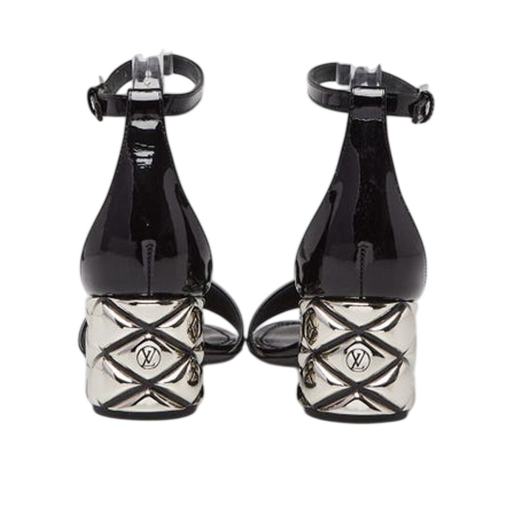 Louis Vuitton Black Patent Leather Silver-tone Sandals 36 sz - Picture 1 of 16